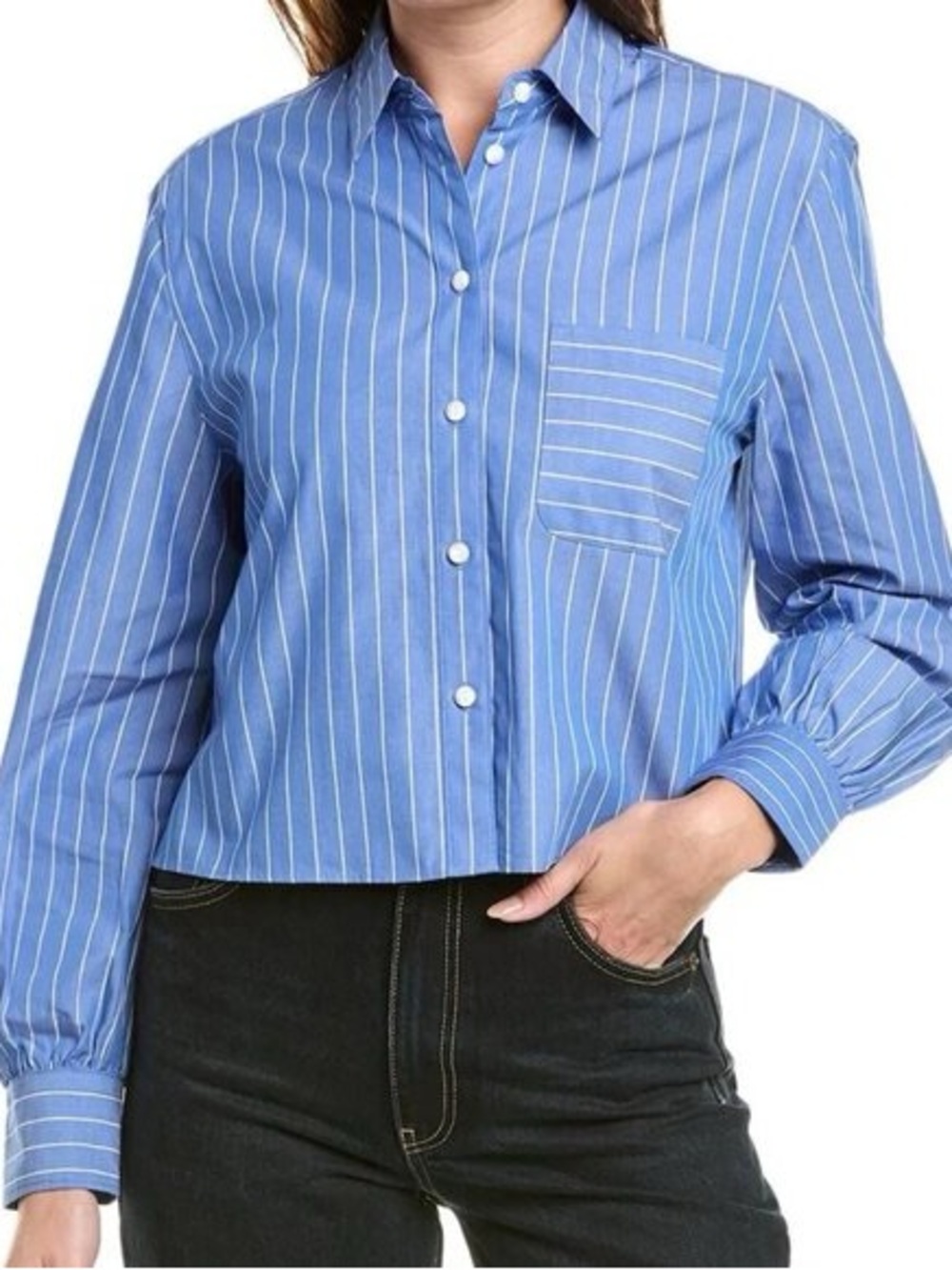 rag & bone Blue and White Striped Button-Down Shirt